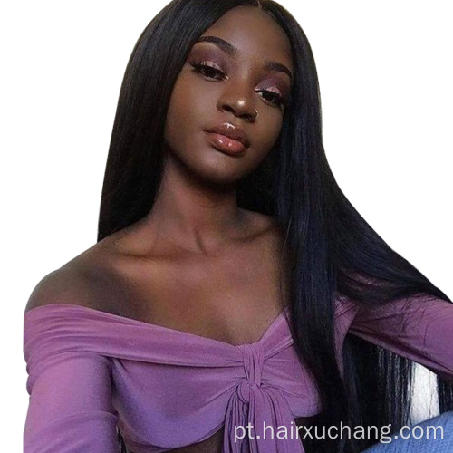 Cabelo indiano de preço barato diretamente da Índia Natural Straight 4*4 Wigs de fechamento de renda Original Human Hair Wig para Mulheres Negras